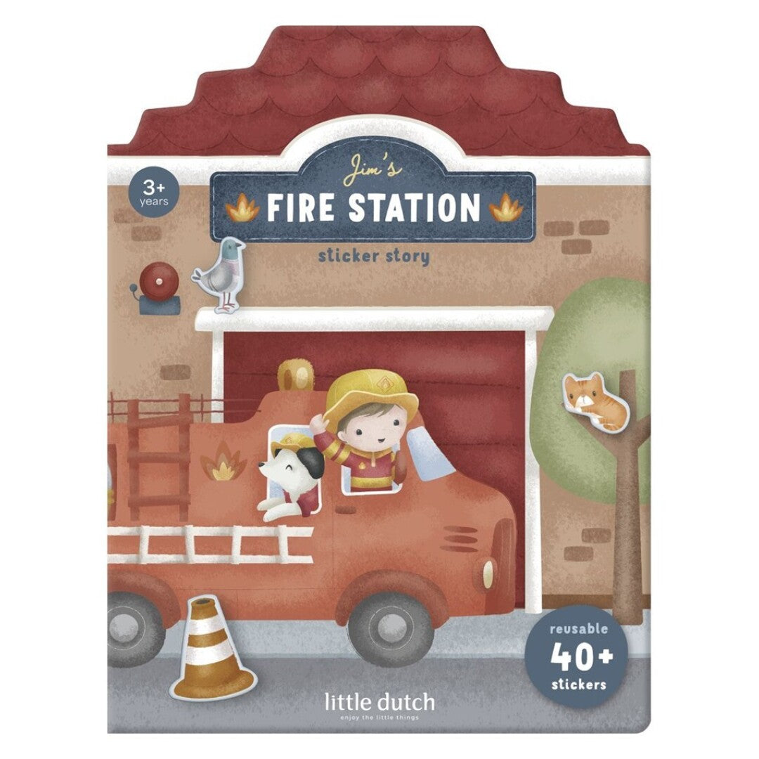 Libro pegatin crea tu historia bomberos - Little Dutch