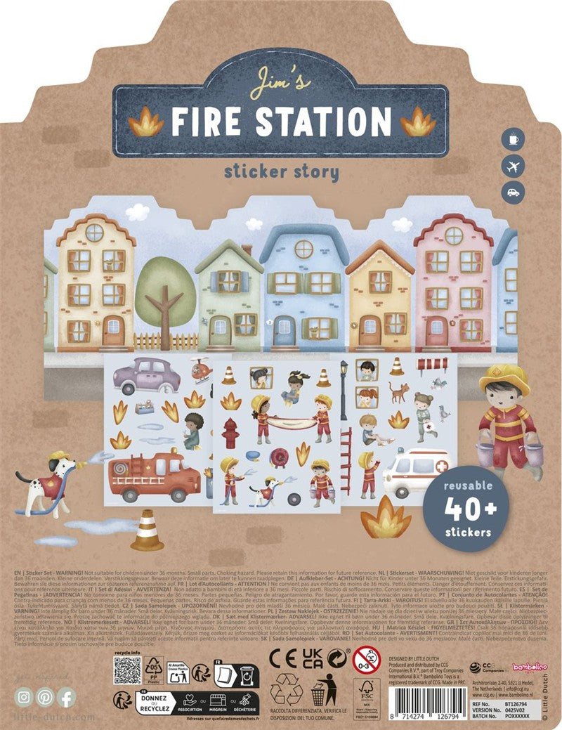 Libro pegatin crea tu historia bomberos - Little Dutch