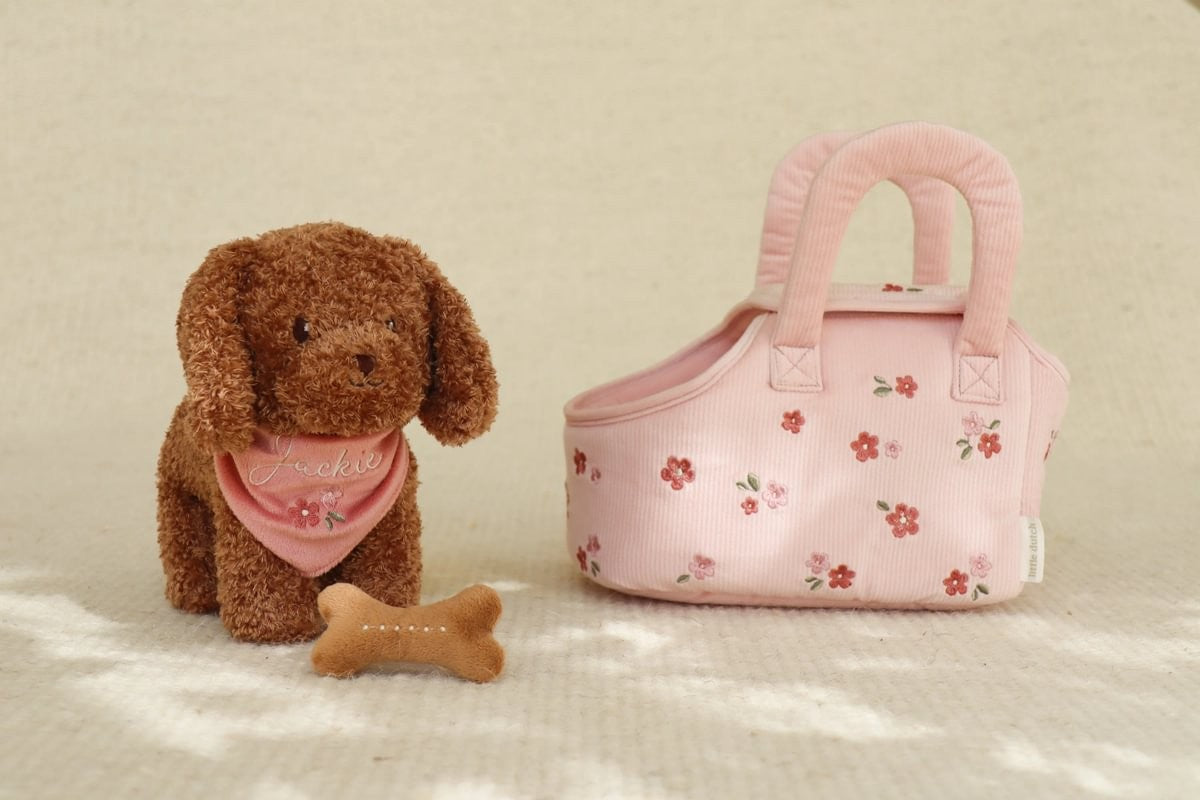Perrito peluche Jackie con bolsa - Little Dutch